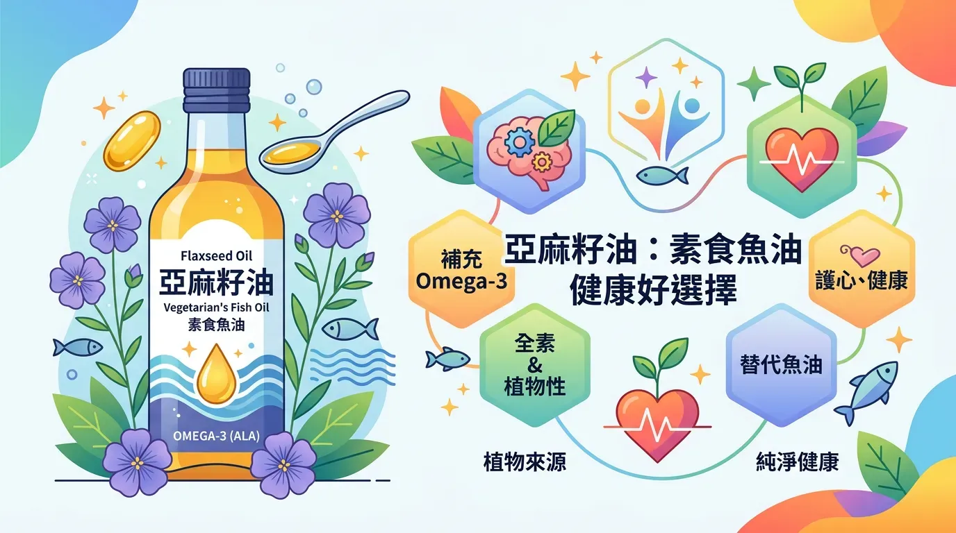 1. 亞麻仁油 (Flaxseed Oil)：素食者的魚油
