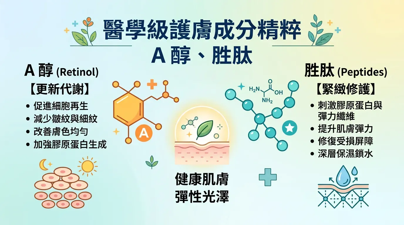 關鍵看點:醫學級修護成分:A 醇與胜肽