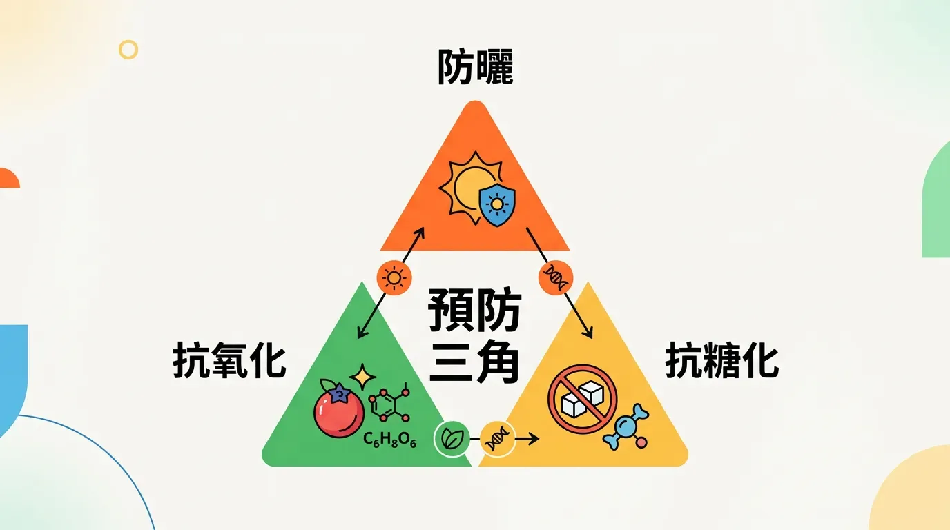 預防老化的金三角:防曬、抗氧化、抗糖化