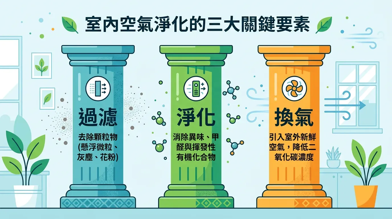 室內空氣淨化三支柱