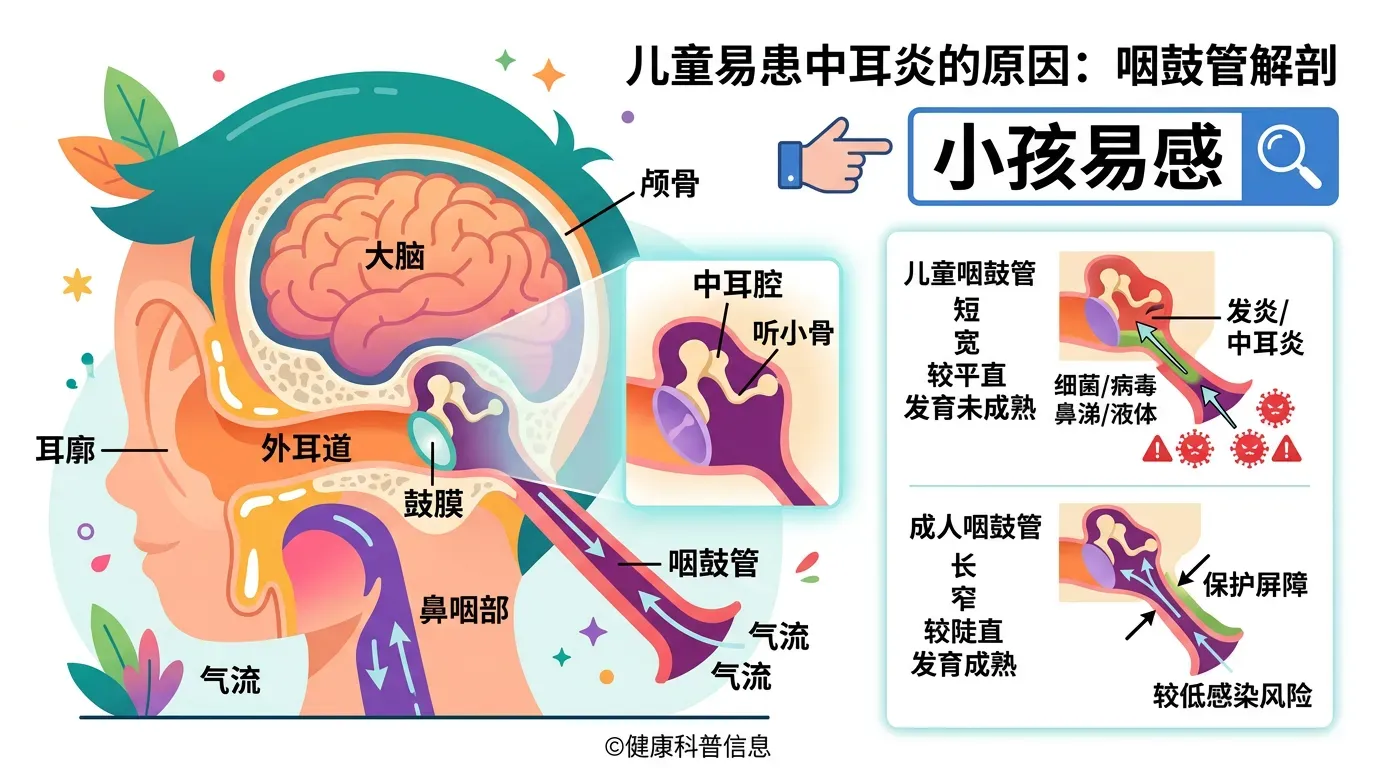 解剖學真相：為什麼「小孩」特別容易中耳炎？