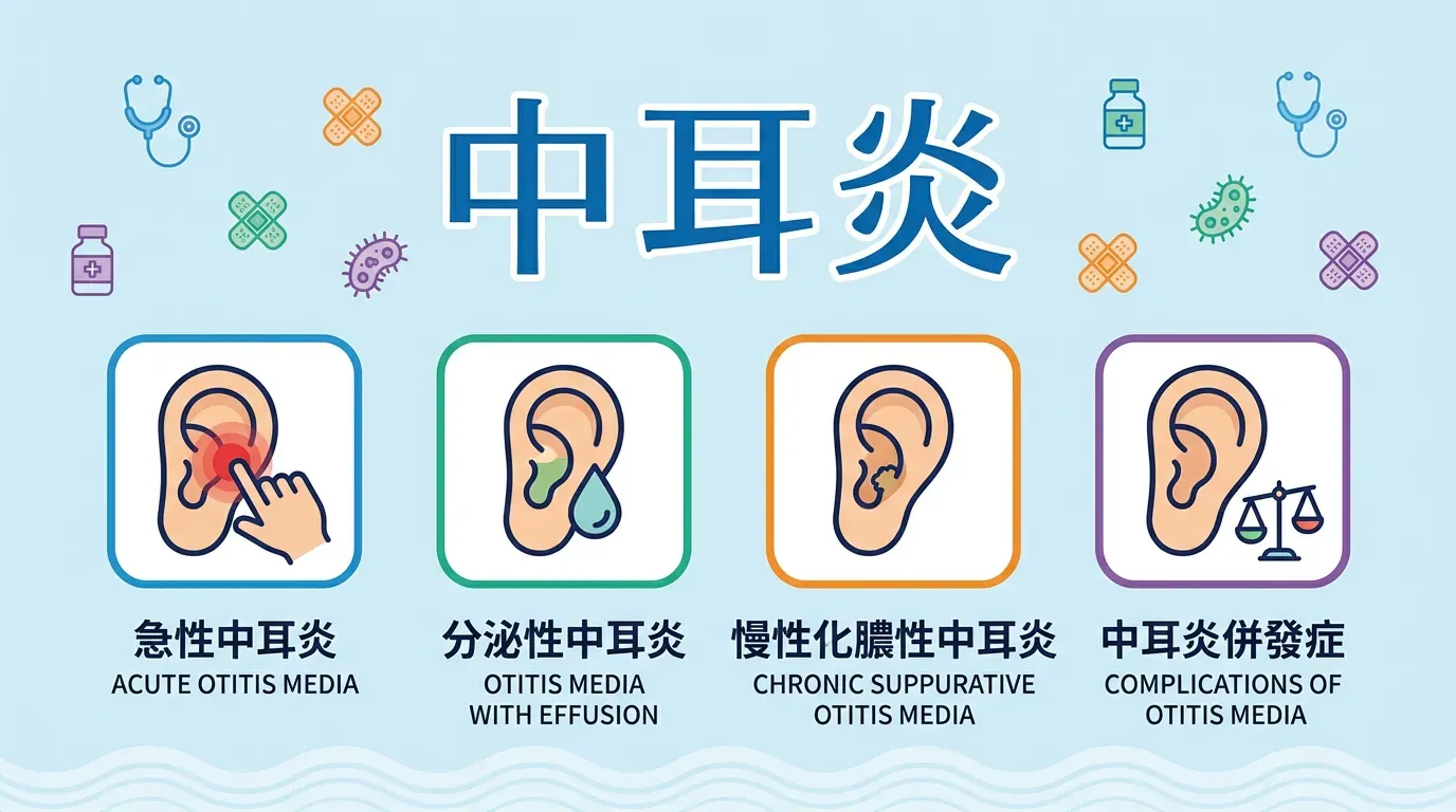 快速摘要：中耳炎的分類與臨床特徵
