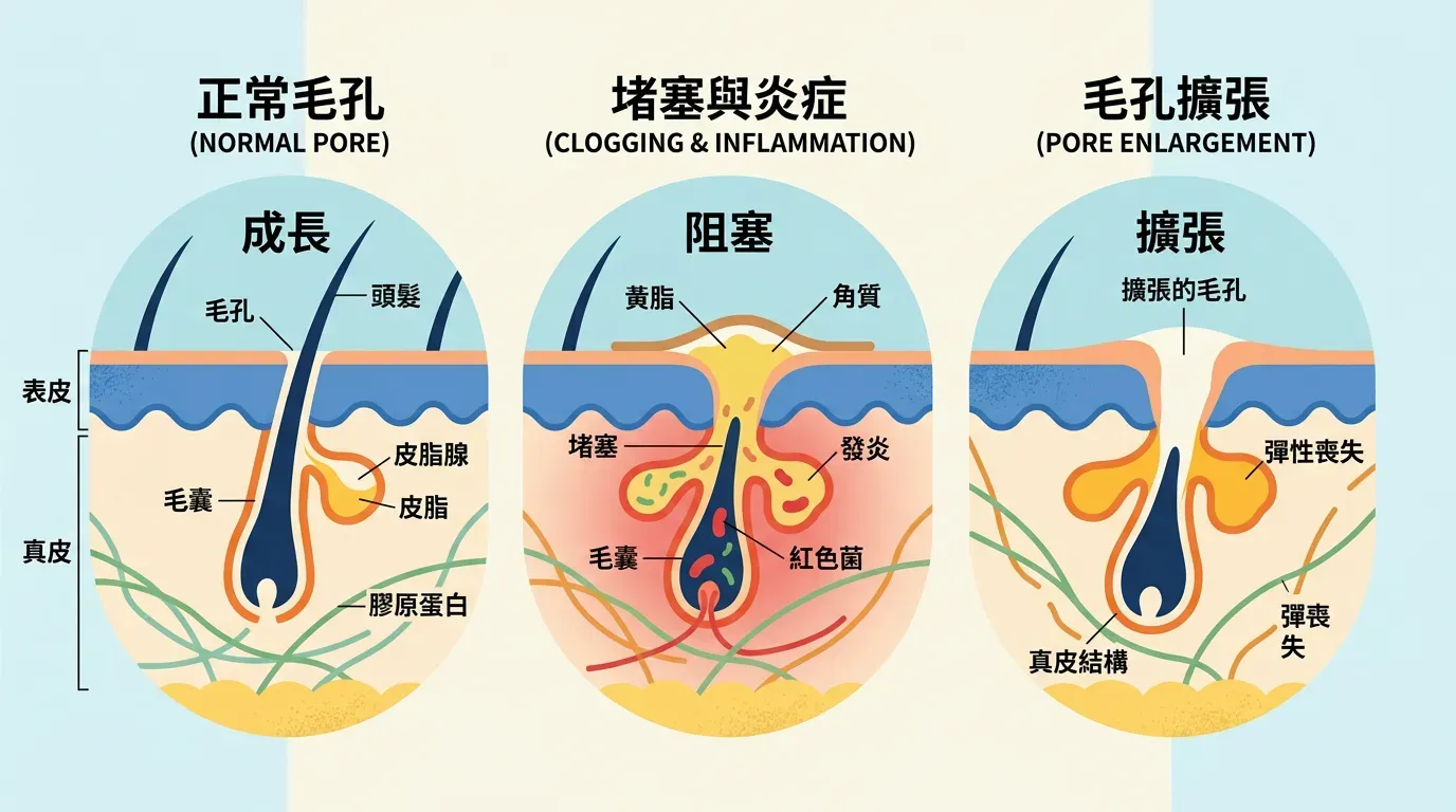毛孔定型擴張的分子機制