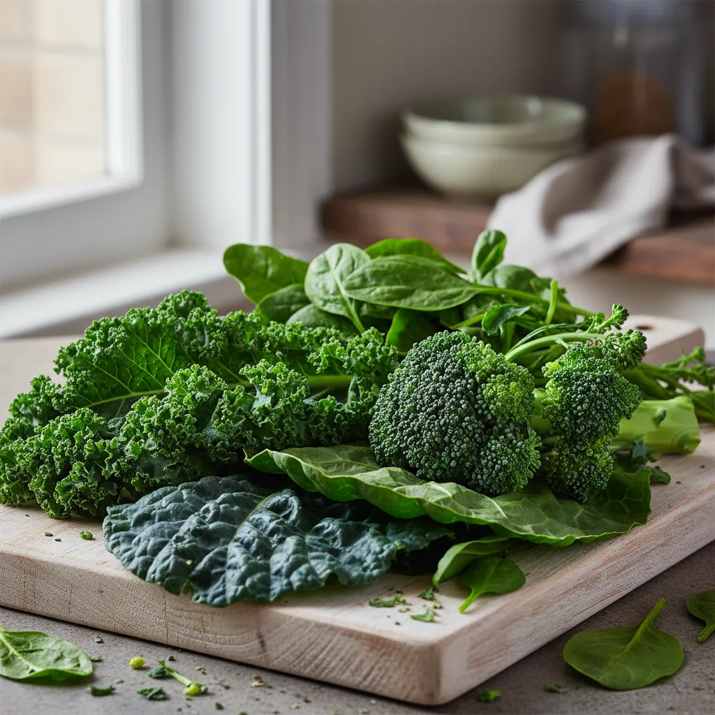 深綠色蔬菜：羽衣甘藍、菠菜、綠花椰菜